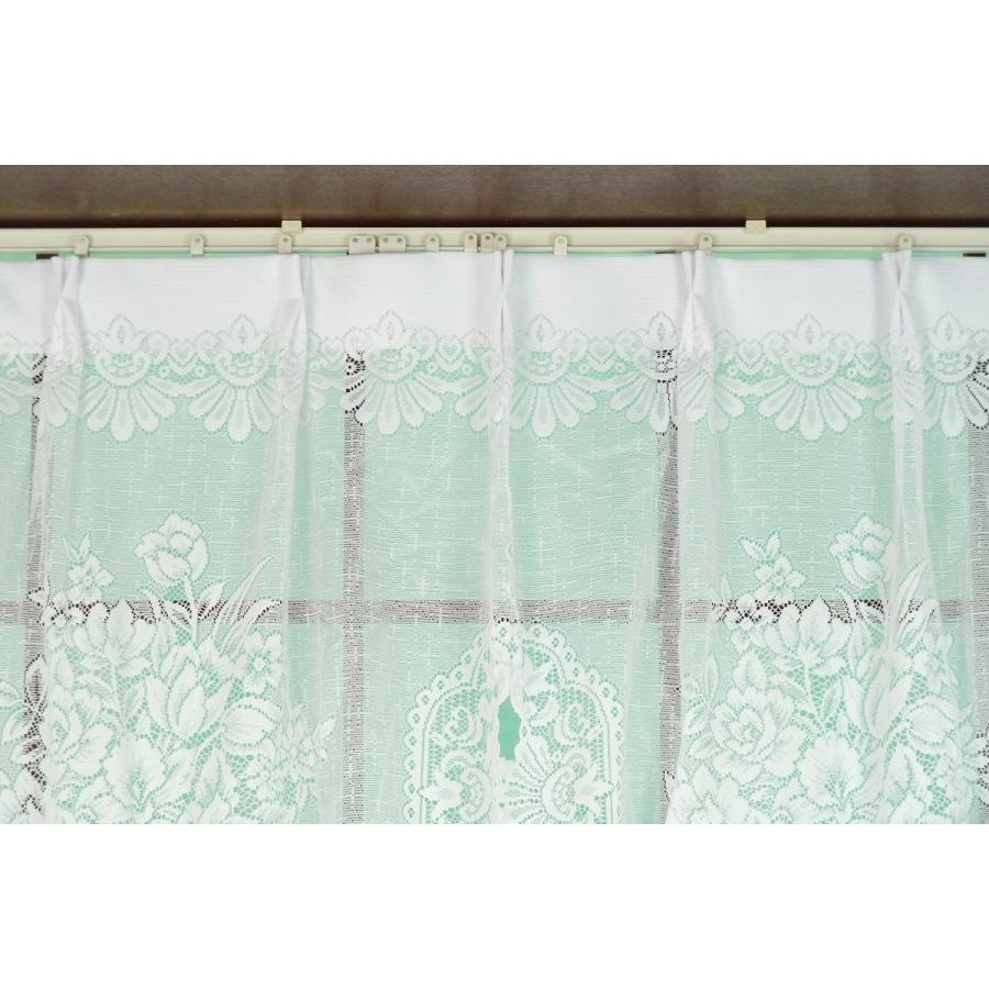 カーテン 出窓用 レースカーテン ホワイト 花柄 ピーコックスタイル