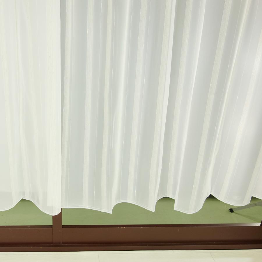 レース カーテン 幅155cm固定 丈9cm 270cm 全国宅配無料 セミオーダー トルコ製生地 日本製 1cm単位で注文 ウォシャブル シンプルなストライプ柄 モカレース