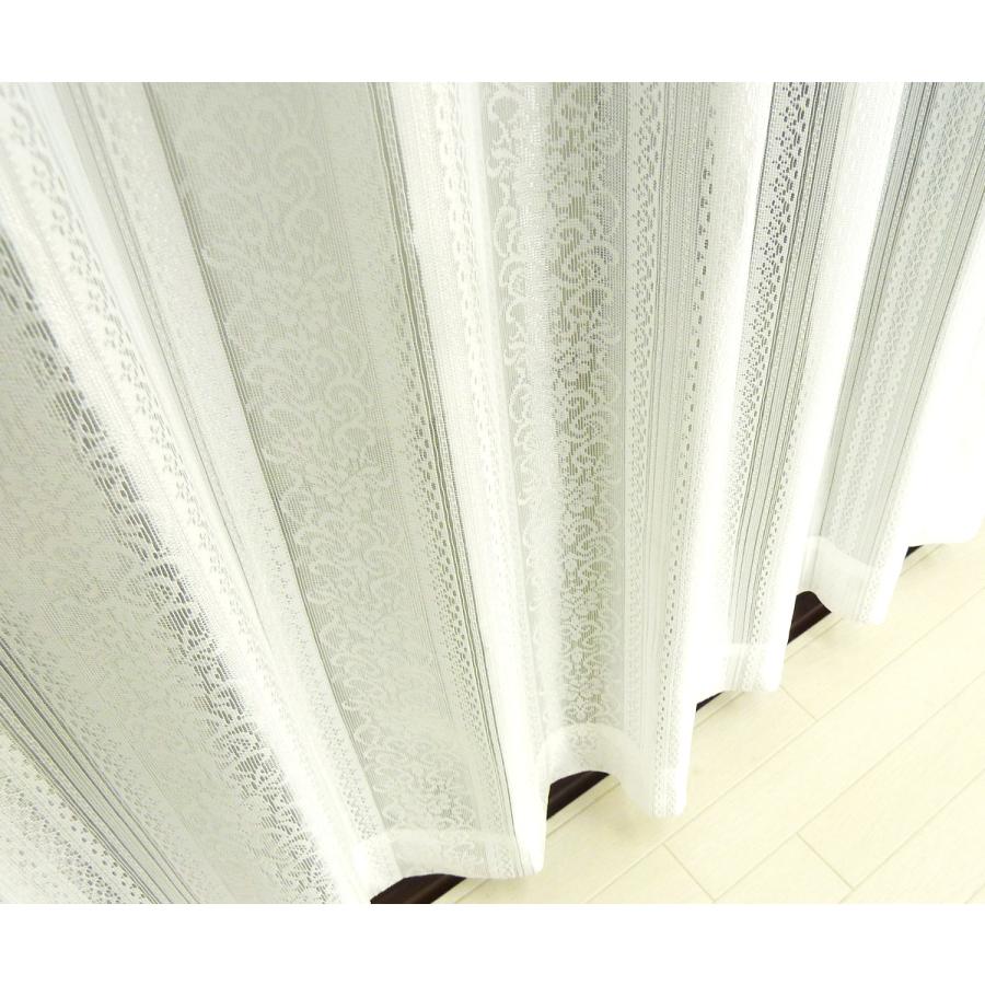 レースカーテン 定番 ダマスクストライプ柄 ミラーレース 幅