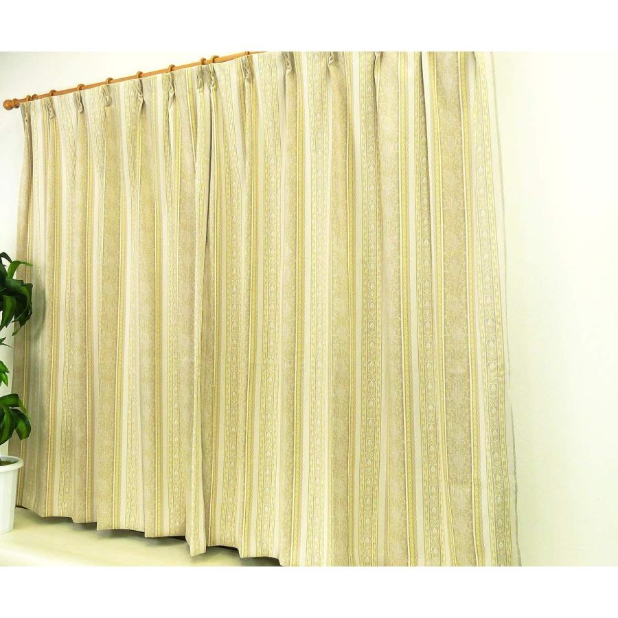 カーテン 遮光カーテン クラシックなストライプ柄 クラシック ベージュ グリーン 幅100cm 2枚組 丈サイズ均一価格 日本製 7866 100 2p かーてん屋さんアウトレット 通販 Yahoo ショッピング