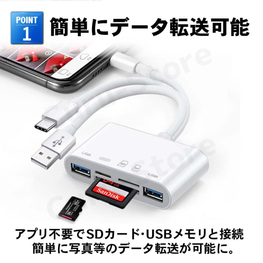 SDカードリーダー iphone iPad usb type c lightning Android 5in1 1TB対応 microSD USB |  | 04