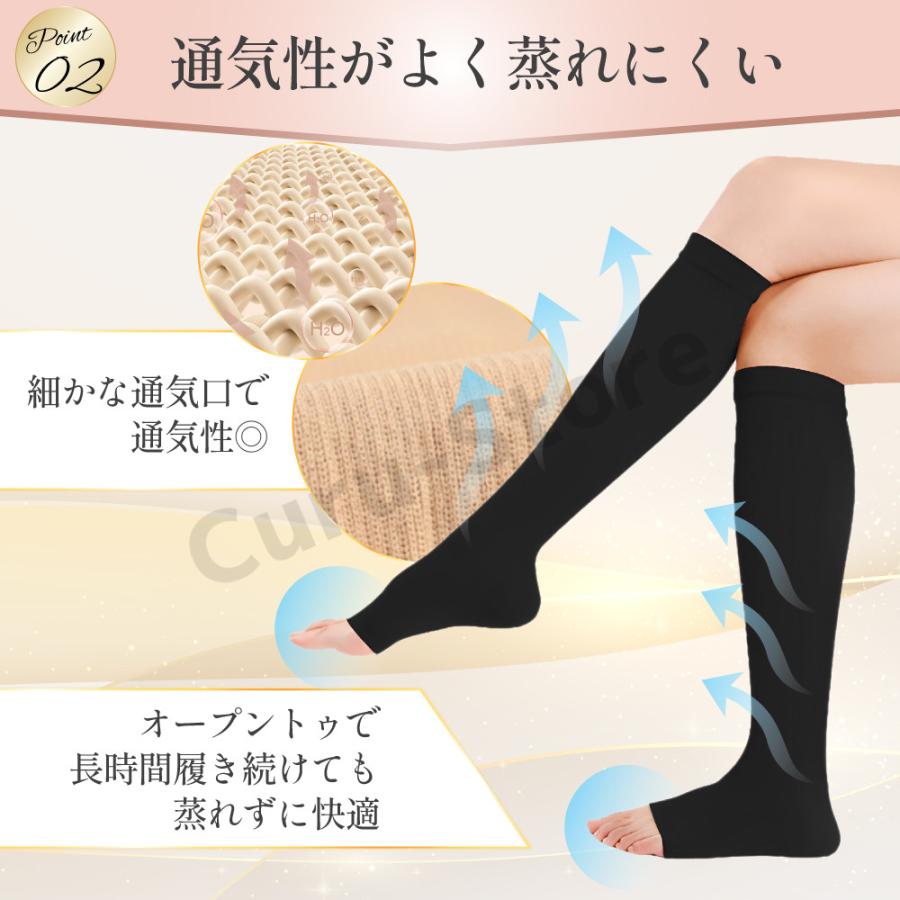 着圧ソックス レディース ふくらはぎ むくみ 大きいサイズ オープントゥ 寝るとき つま先なし 女性 黒 ベージュ |  | 07