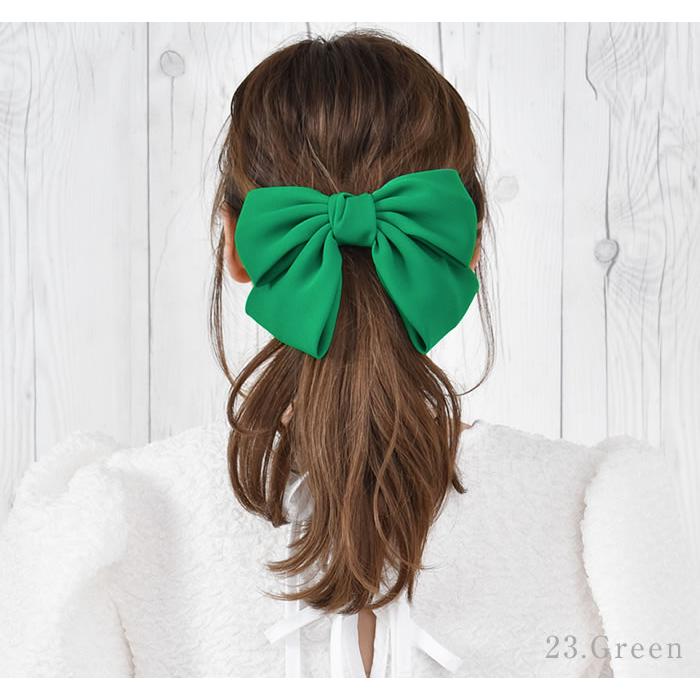 リボン ヘアゴム バレッタ ポニーフック 髪飾り ヘアリボン 大きめ