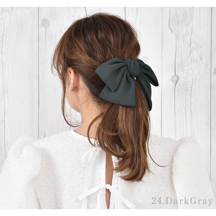 リボン ヘアゴム バレッタ ポニーフック 髪飾り ヘアリボン 大きめ