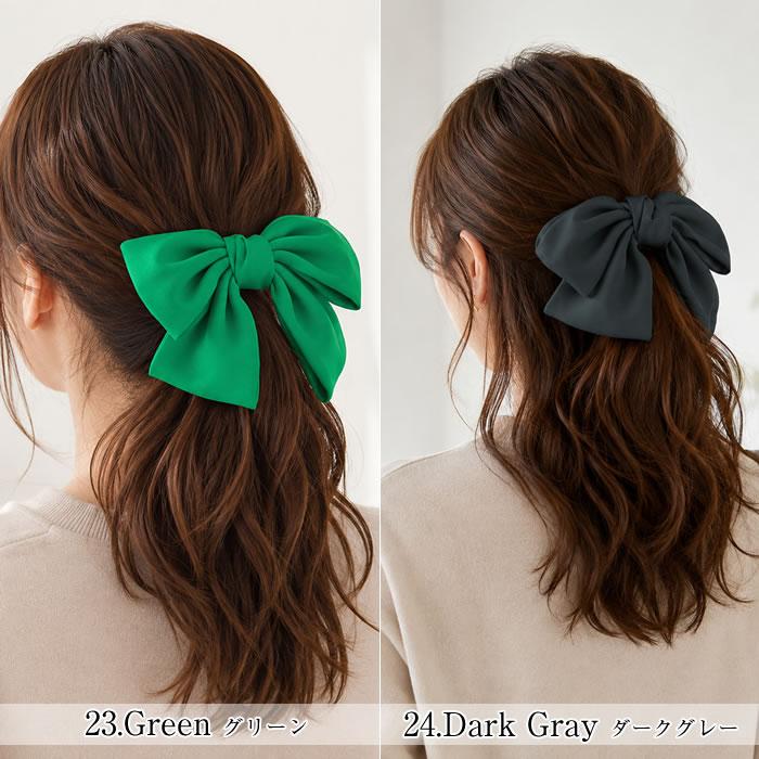 リボン ヘアゴム バレッタ ポニーフック 髪飾り ヘアリボン 大きめ