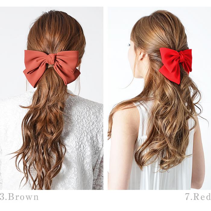 リボン ヘアゴム バレッタ ポニーフック 髪飾り ヘアリボン 大きめ