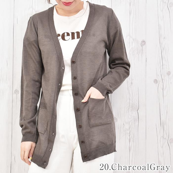 ロングカーディガン レディース 夏 薄手 uv 春 長袖 ポケット付き