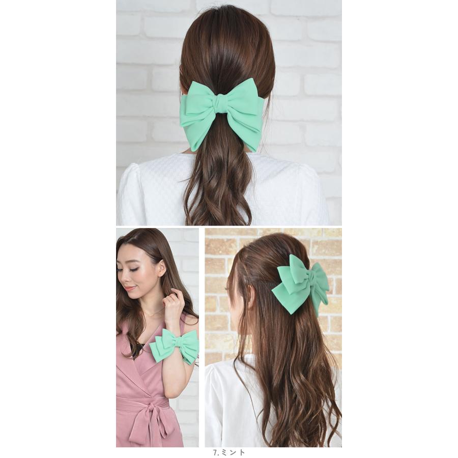 バレッタ リボン ヘアゴム 黒 ヘアアクセサリー 大きめ 大きい 結婚式 