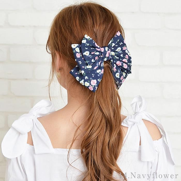 バレッタ リボン ヘアゴム 黒 ヘアアクセサリー 大きめ 大きい 結婚式