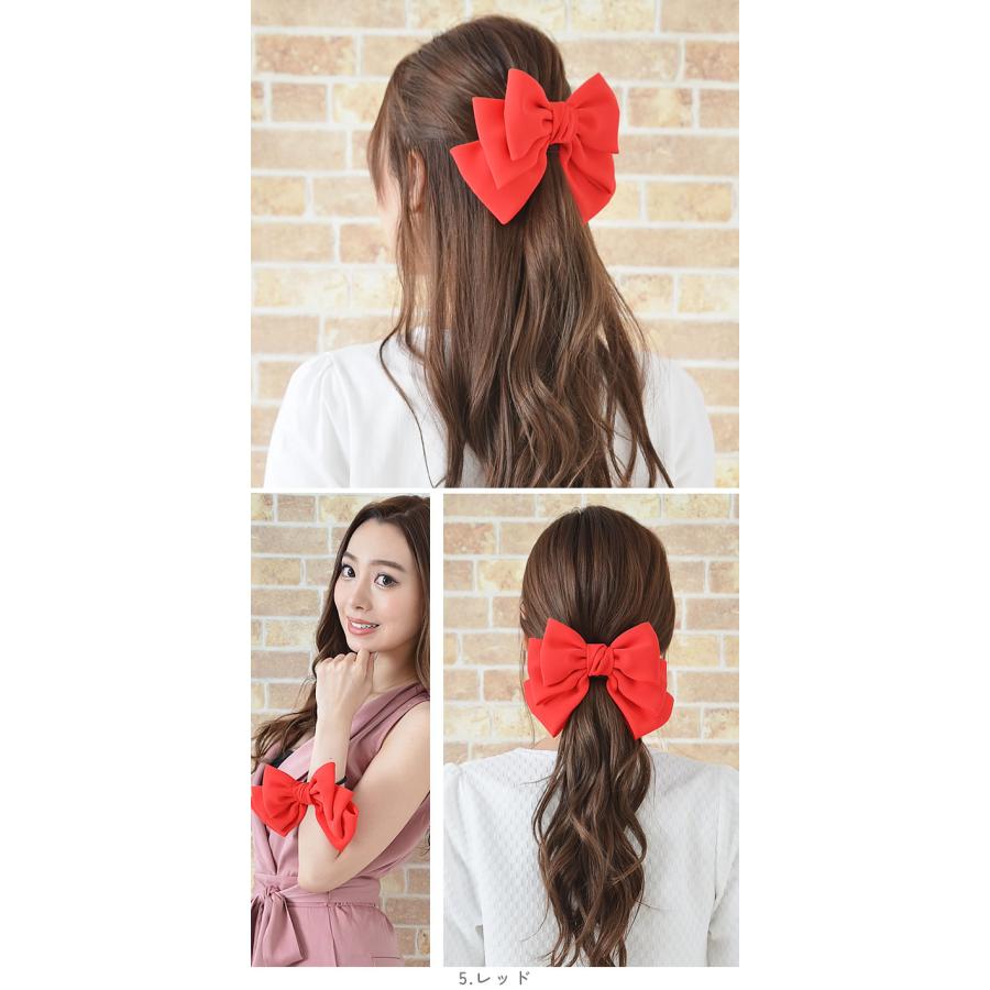 バレッタ リボン ヘアゴム 黒 ヘアアクセサリー 大きめ 大きい 結婚式 