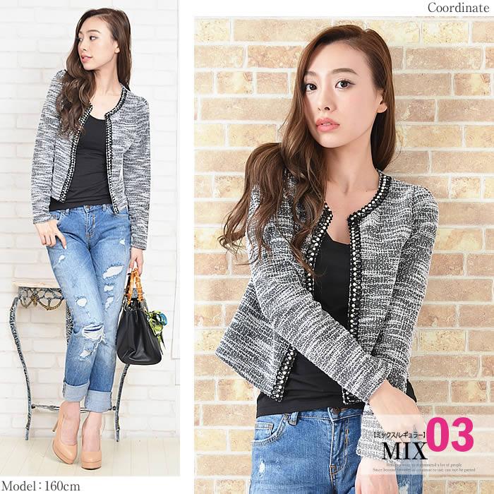 ジャケット レディース 春夏 ツイードジャケット カジュアル 薄手 カーディガン ショート 長袖 洗える | ブランド登録なし | 13