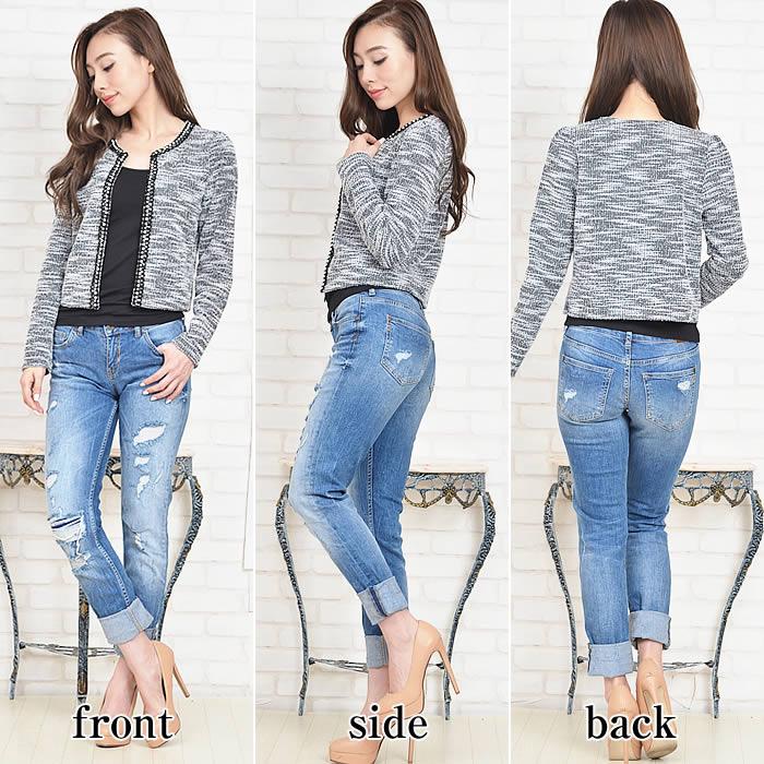 ジャケット レディース 春夏 ツイードジャケット カジュアル 薄手 カーディガン ショート 長袖 洗える | ブランド登録なし | 09