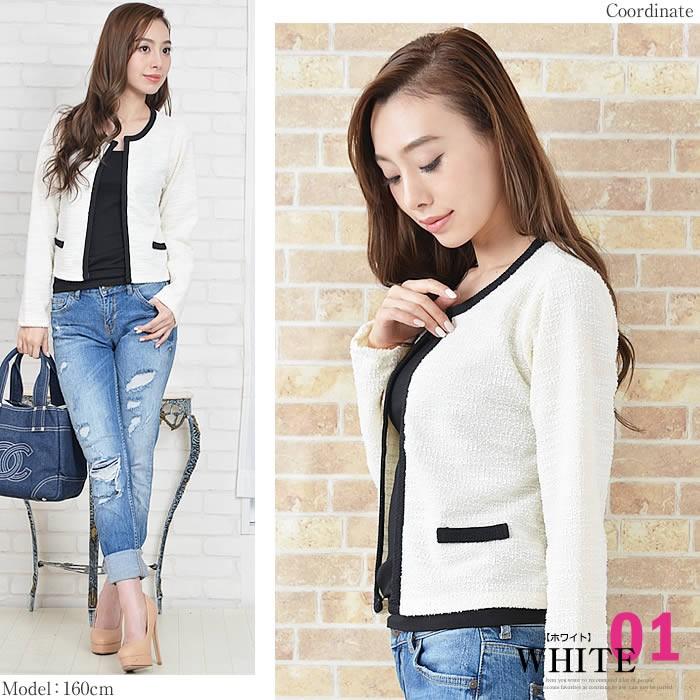 ジャケット レディース 夏 ついに入荷 ツイードジャケット カーディガン 春夏 長袖 パイピング ノーカラー バイカラー きれいめ