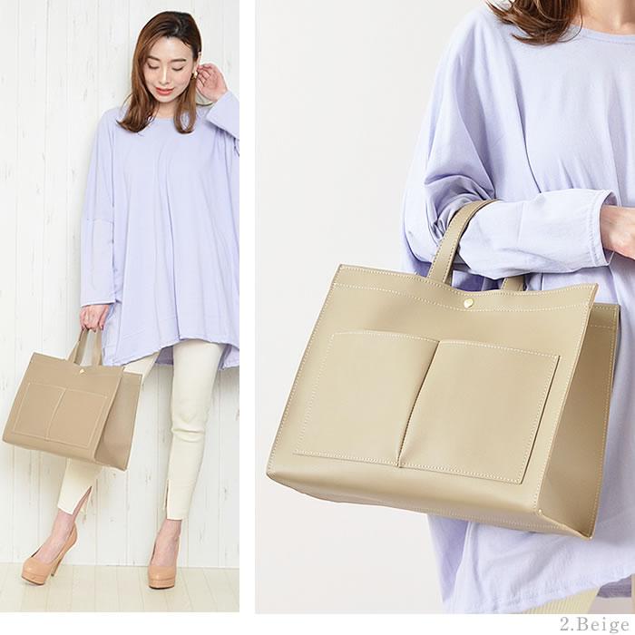 グレージュ＊トートバッグ ＊ダブルハンドル　トゴレザー グレージュ＊トートバッグ ＊ダブルハンドル トゴレザー