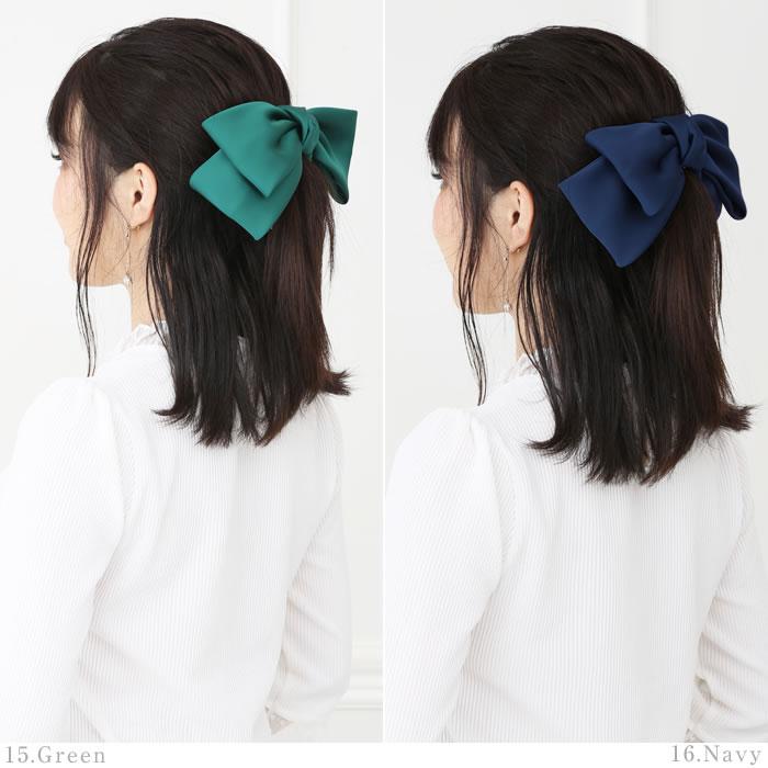 ロングリバティリボン*ヘアゴム バレッタ ポニーフック リボン バレッタ ヘアゴム ポニーフック 髪飾り サテン ヘアリボン