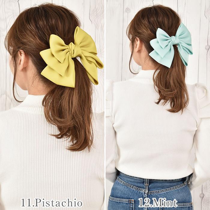 リボン バレッタ ヘアゴム ポニーフック ヘアアクセサリー 髪飾り