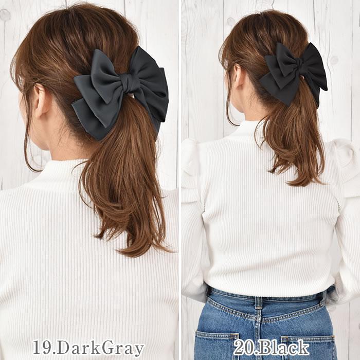 リボン バレッタ ヘアゴム ポニーフック ヘアアクセサリー 髪飾り