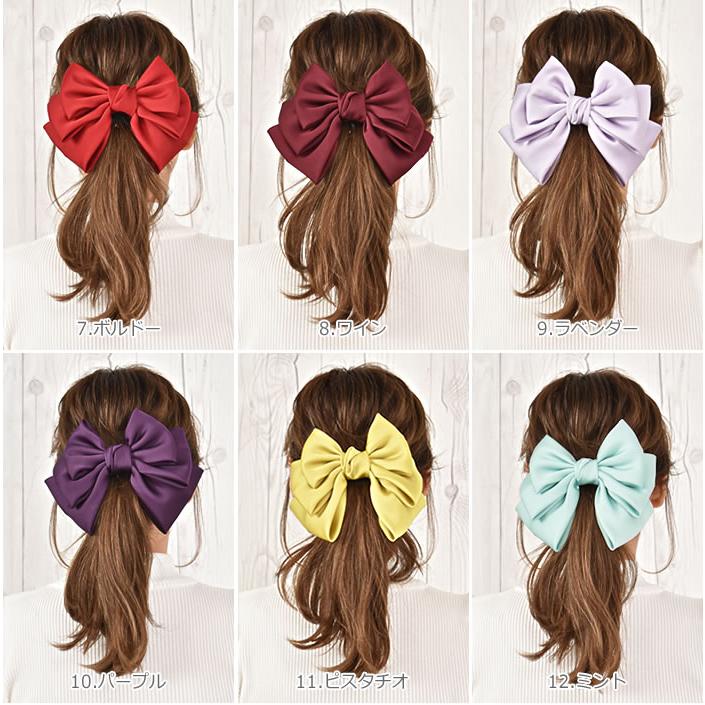 リボン バレッタ ヘアゴム ポニーフック ヘアアクセサリー 髪飾り