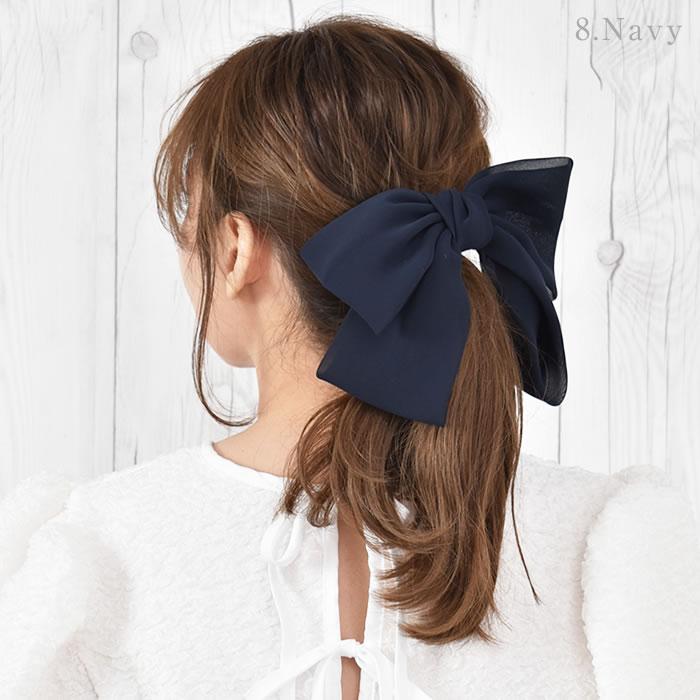 リボン バレッタ ヘアゴム ポニーフック ヘアアクセサリー 髪飾り
