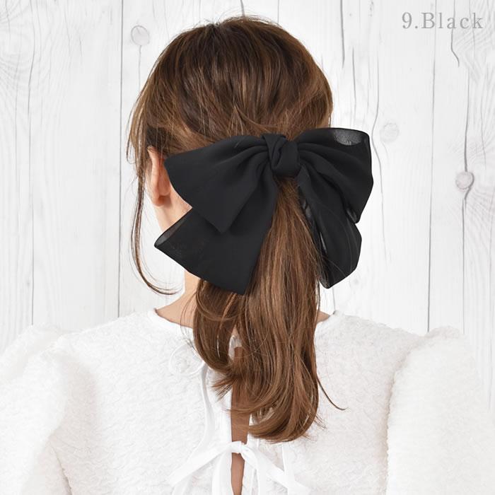 リボン バレッタ ヘアゴム ポニーフック ヘアアクセサリー 髪飾り