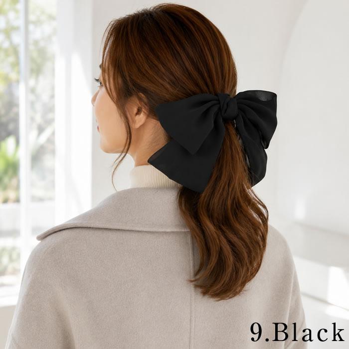 リボン バレッタ ヘアゴム ポニーフック ヘアアクセサリー 髪飾り