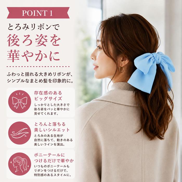 リボン バレッタ ヘアゴム ポニーフック ヘアアクセサリー 髪飾り