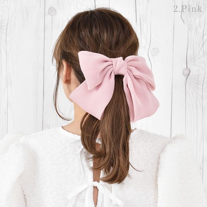 リボン バレッタ ヘアゴム ポニーフック ヘアアクセサリー 髪飾り