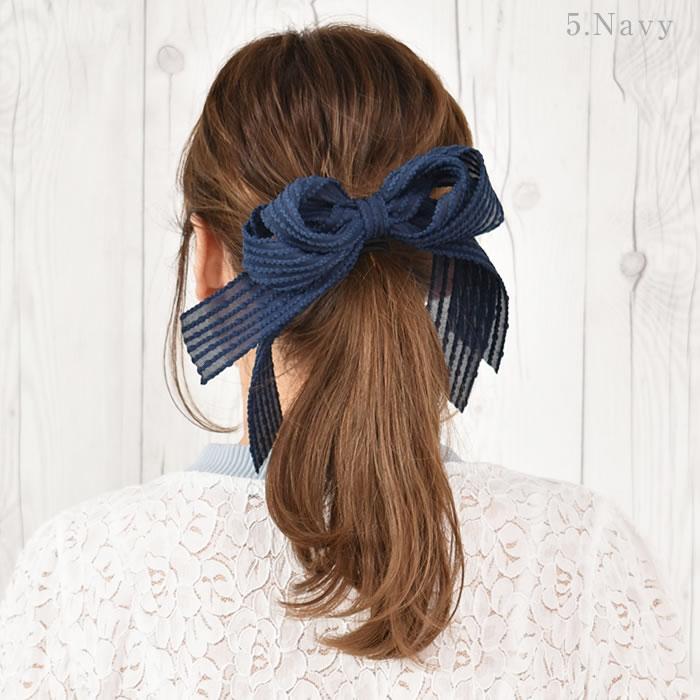 リボン バレッタ ヘアゴム ポニーフック ヘアアクセサリー 髪飾り