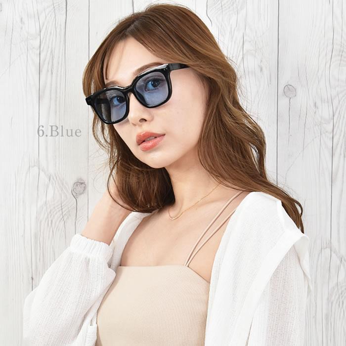 カラー サングラス レディース 太めフレーム 紫外線 旅行 おでかけ