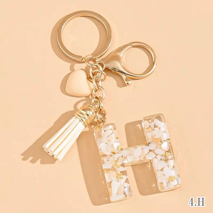 イニシャル バッグチャーム シェル キーホルダー アルファベット
