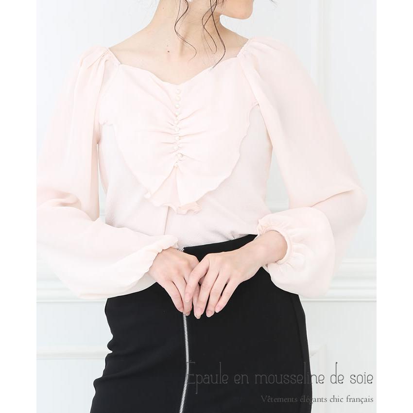 トップス レディース きれいめ 春 夏 春夏 長袖 シフォン オフ 