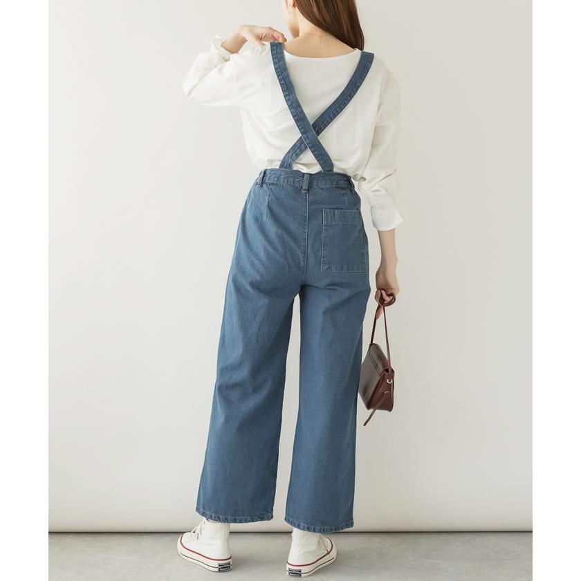 5営業日以内入荷) デニム パンツ サスペンダー ウエストゴム ワイド