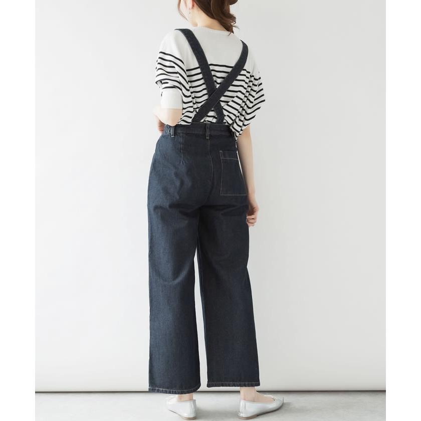 5営業日以内入荷) デニム パンツ サスペンダー ウエストゴム ワイド