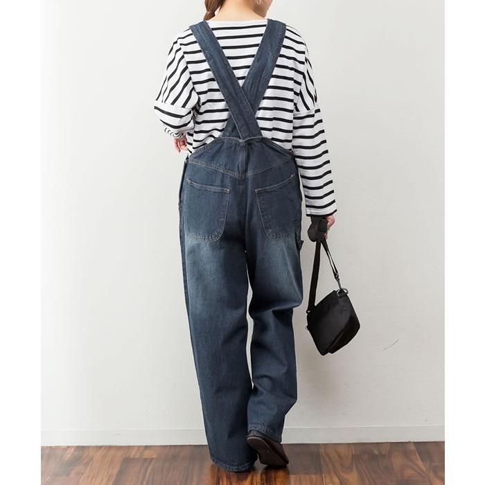 5営業日以内入荷) サロペット デニム オーバーオール ポケット ワイド
