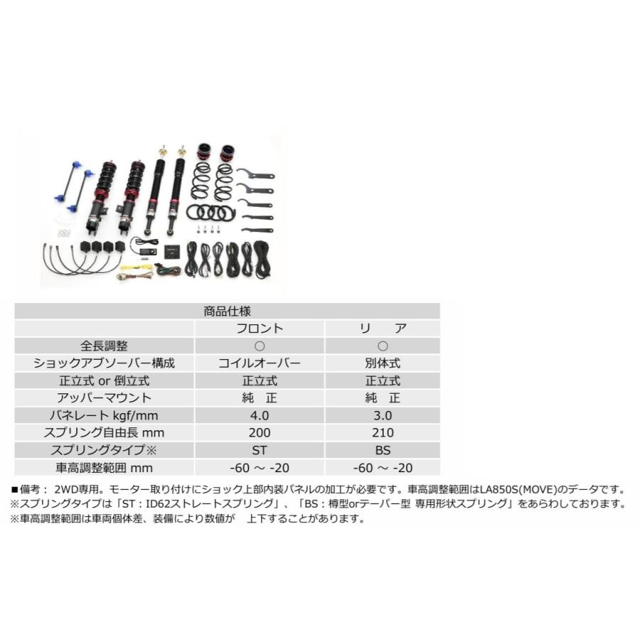 ブリッツ ムーブ LA850S 車高調キット 98537 BLITZ DAMPER ZZ-R SpecDSC Plus ダンパーZZR DSCプラス
