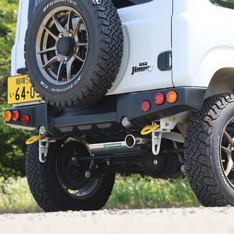 アピオ ジムニー JB64 静香御前マフラー JB64用/タクティカルリアバンパー用（MT/AT対応） ステンレス製 2004-40T APIO | APIO | 01