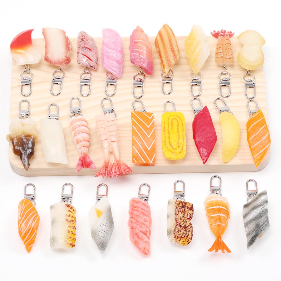 食品サンプルキーホルダー 寿司キーホルダー 貝 えび 玉子 サーモン