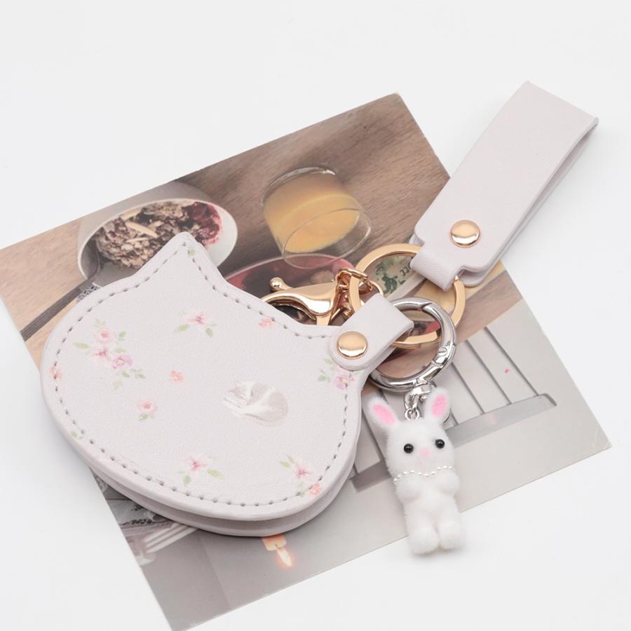 キーホルダー ウサギ うさぎ 兎 キュート ネックレス付きフロッキー