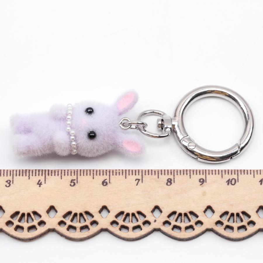キーホルダー ウサギ うさぎ 兎 キュート ネックレス付きフロッキー