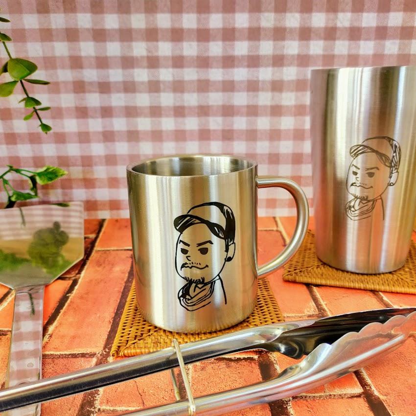 似顔絵」ステンレスマグカップ 絵をプリント 描いた絵 似顔絵プリント