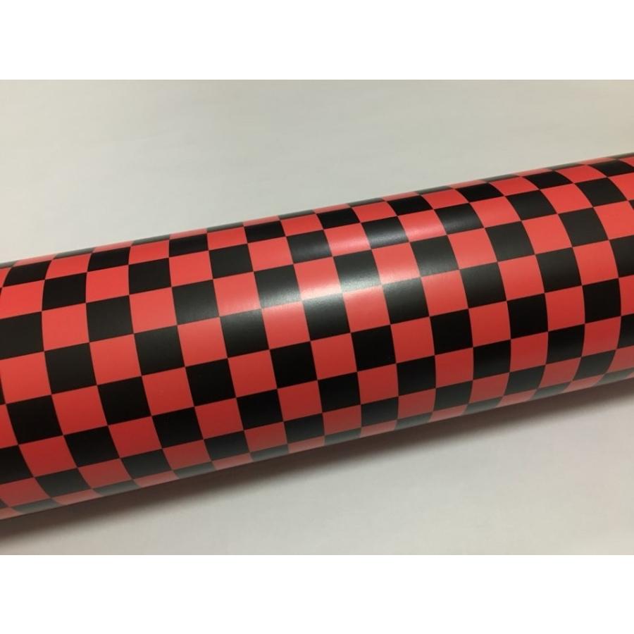 ラッピングシート 艶なし チェッカー フラッグ柄 赤 152cmx30cm 箱付