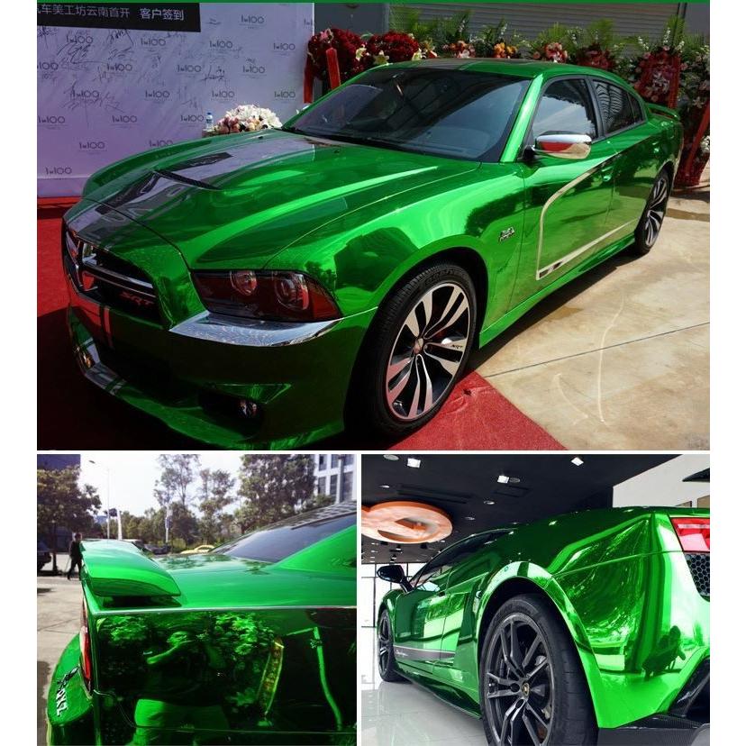 ラッピングシート メッキ グリーン 緑色 152cmx500cm 箱付 保護フィルム付 裏溝 外装 内装 スキージ(ヘラ)付き 5m 5メートル_3