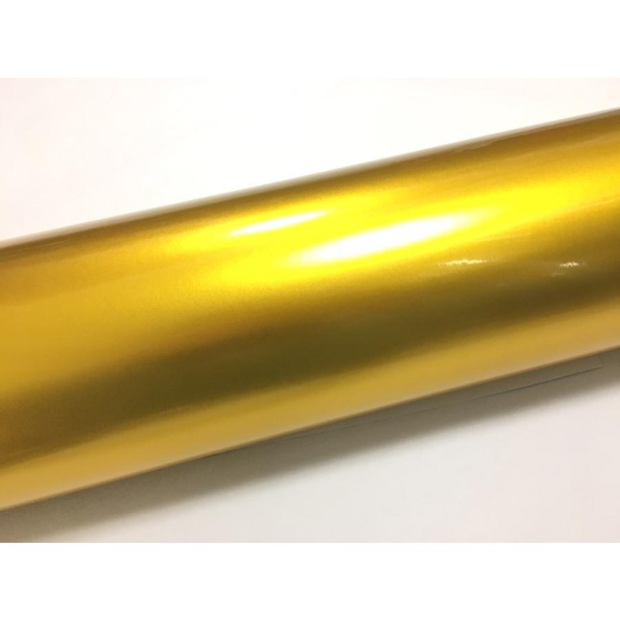 カーラッピングシート 高品質 メタリック ゴールド 金色 152cmx400cm 箱付 保護フィルム付 裏溝 外装 内装 カッティングシート 4m スキージ(ヘラ)付き_1