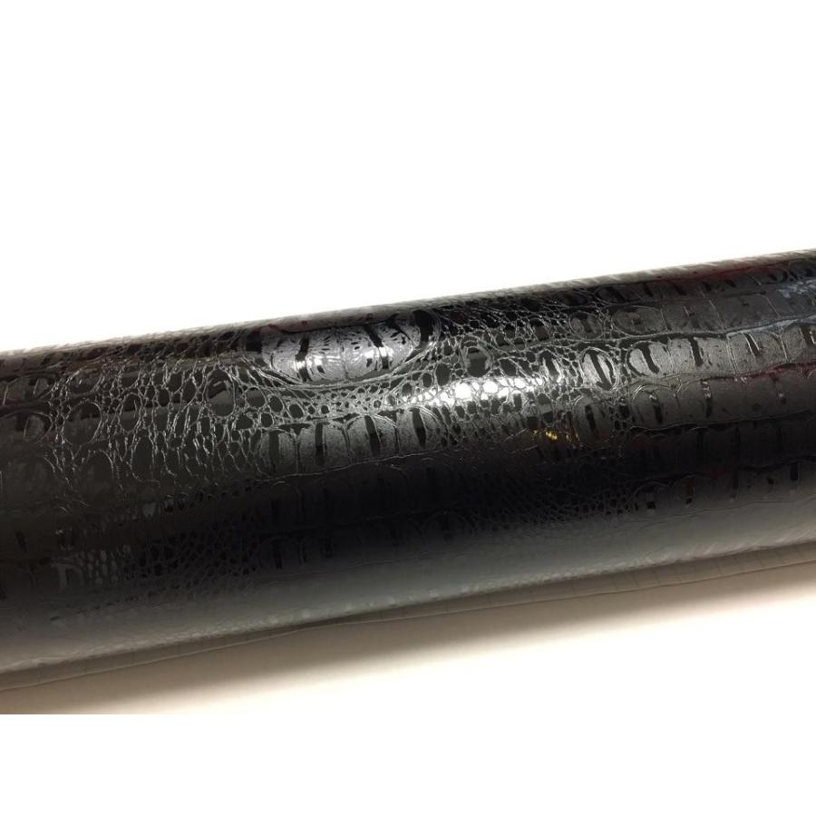 ラッピングシート ワニ 革調 鰐 クロコダイル ブラック 黒 150cmx30cm
