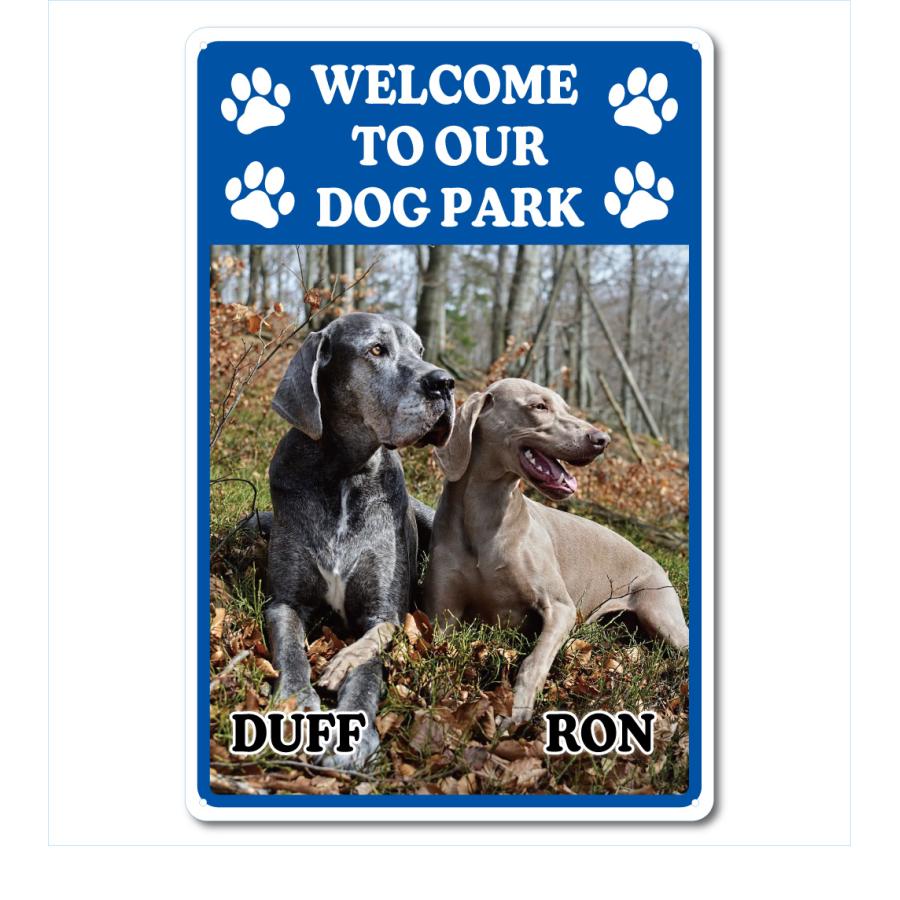 カスタム オリジナル ドッグ パーク サインプレート Welcome  54cm＊36cm「DOG PARK BL」 | 