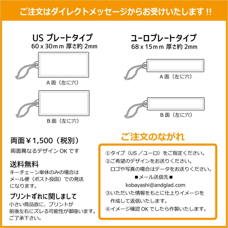 オリジナル 両面プリント キーチェーン KEY CHAIN ナンバープレート US ユーロ アルミ　送料無料メール便 |  | 07