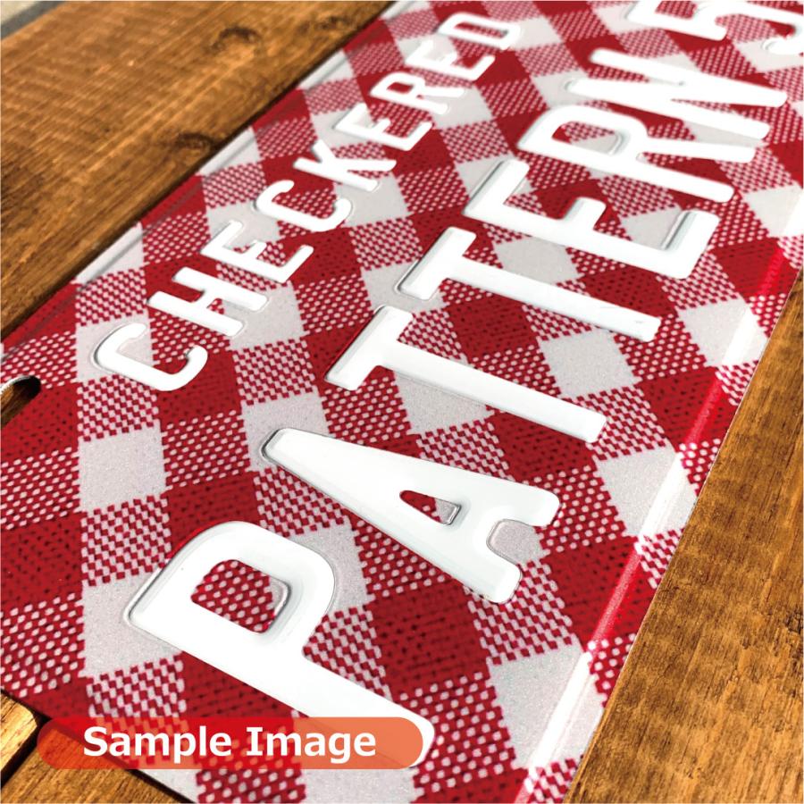 表札 オリジナル ナンバープレート 2段 プリント チェック柄 おしゃれ 戸建 カスタムプレート エンボス アルミ 看板 プレゼント 男前 インテリア 本州送料無料 |  | 08