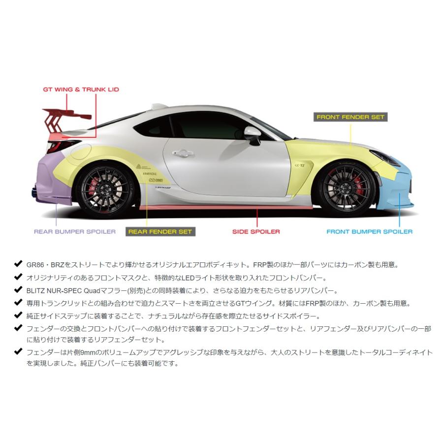 BLITZ（ブリッツ） GR86 ZN8 リアバンパースポイラー FRP製 未塗装