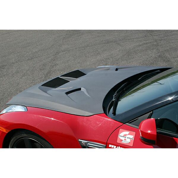 チャージスピード GT-R R35 ボンネット ダクト付 ハイブリッドFRP製 未塗装 黒ゲル CHARGE SPEED BottomLine ...