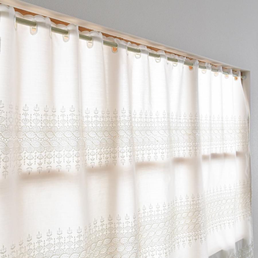 カフェカーテン レース 長め トルコ調 丈90cm 幅135cm 小窓 出窓